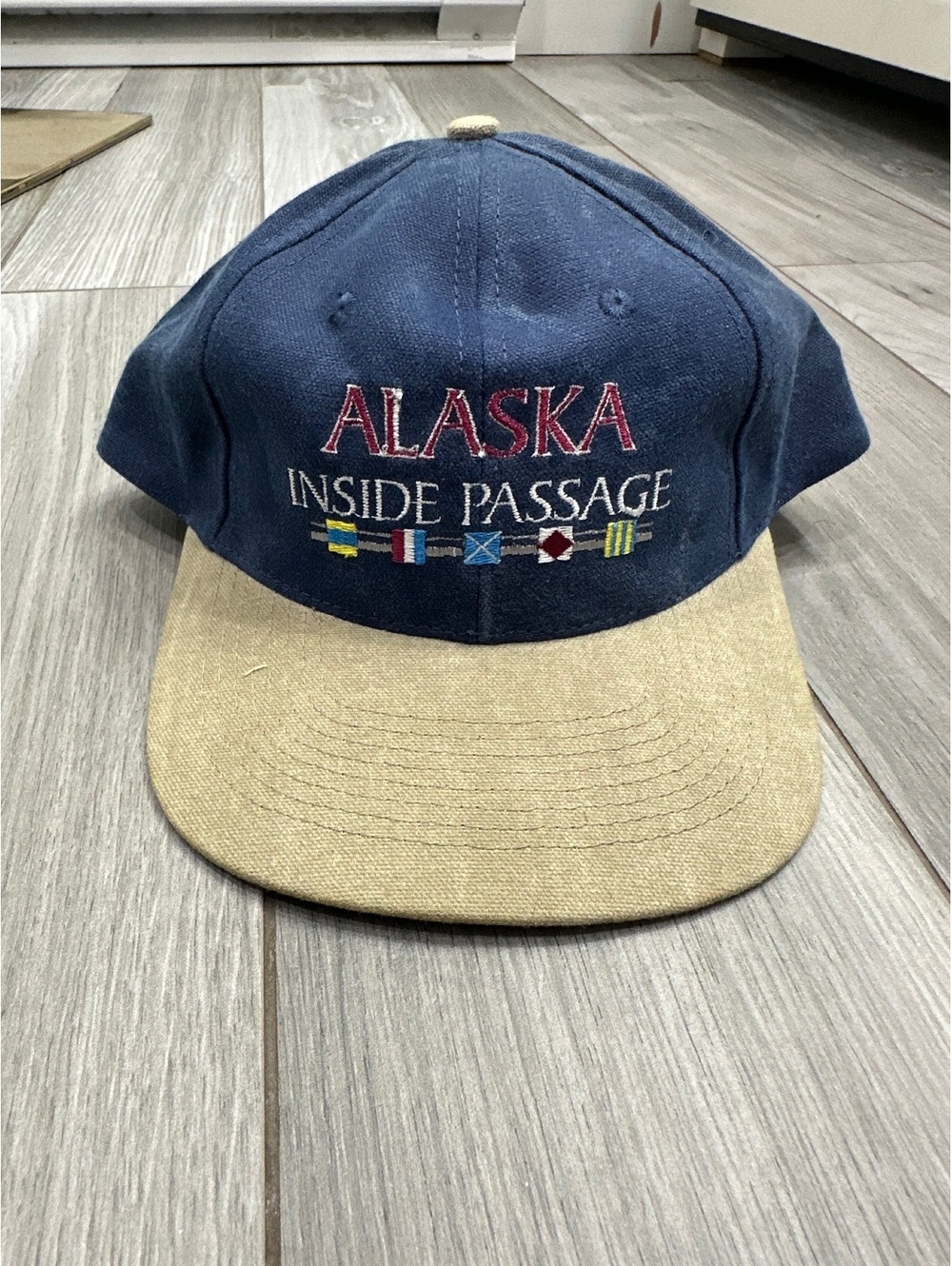 Vintage Headliners Alaska Inside Passage Adjustable Navy Blue and Beige Cap
